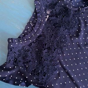 Loft navy blue, lace blouse size small